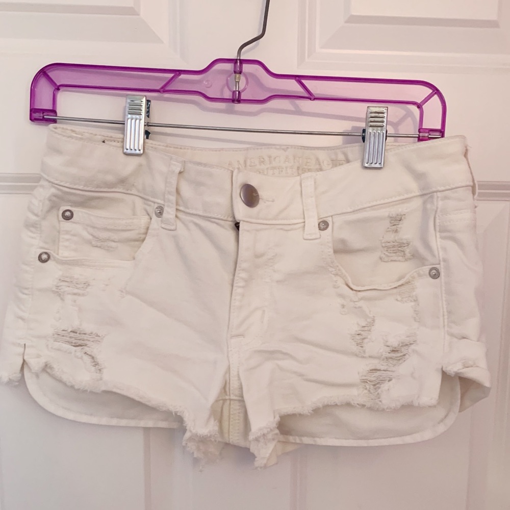 white denim shorts